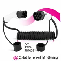 Cord EV Type 2 spiral ladekabel 5 meter 32A / 22kW / 3-fas