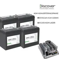 4x Discover EVGC6A-A (6V-220Ah) + 1x Delta-Q IC650 AGM blylader