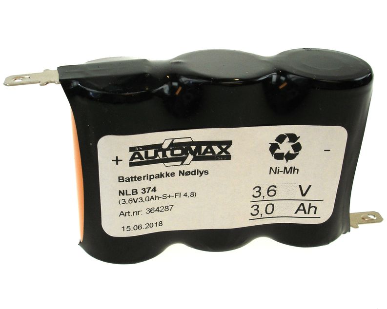 NLB 374 (3,6V 3,0 Ah-R- +-4,8 fl.stift)