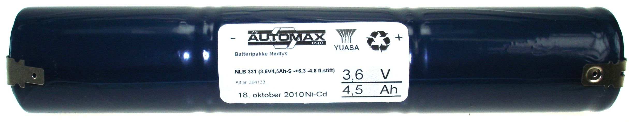 NLB 331 (3,6V4,5Ah-S -+6,3 -4,8 fl.stift)